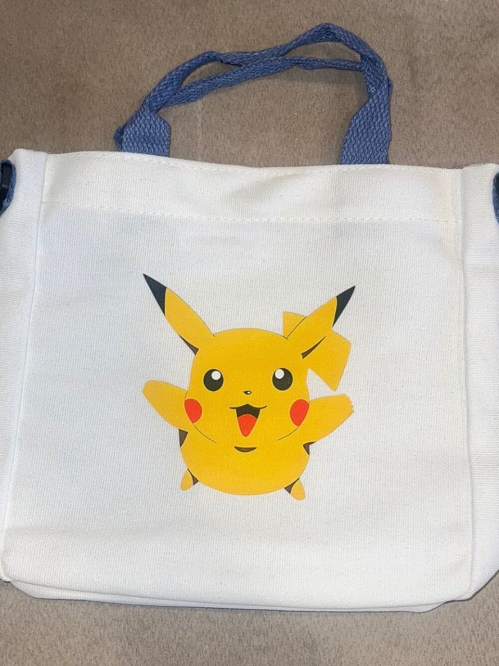Pikachu Canvas Tote Bag Crossbody Shoulder Bag White Adjustable Strap Cute Anime